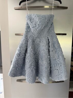 Club L London Pale Blue Embroidered Strapless Party Dress
